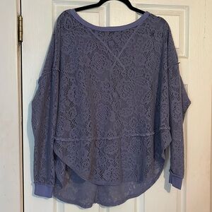 Free people lavender lace look sweater oversize small fits like large boho